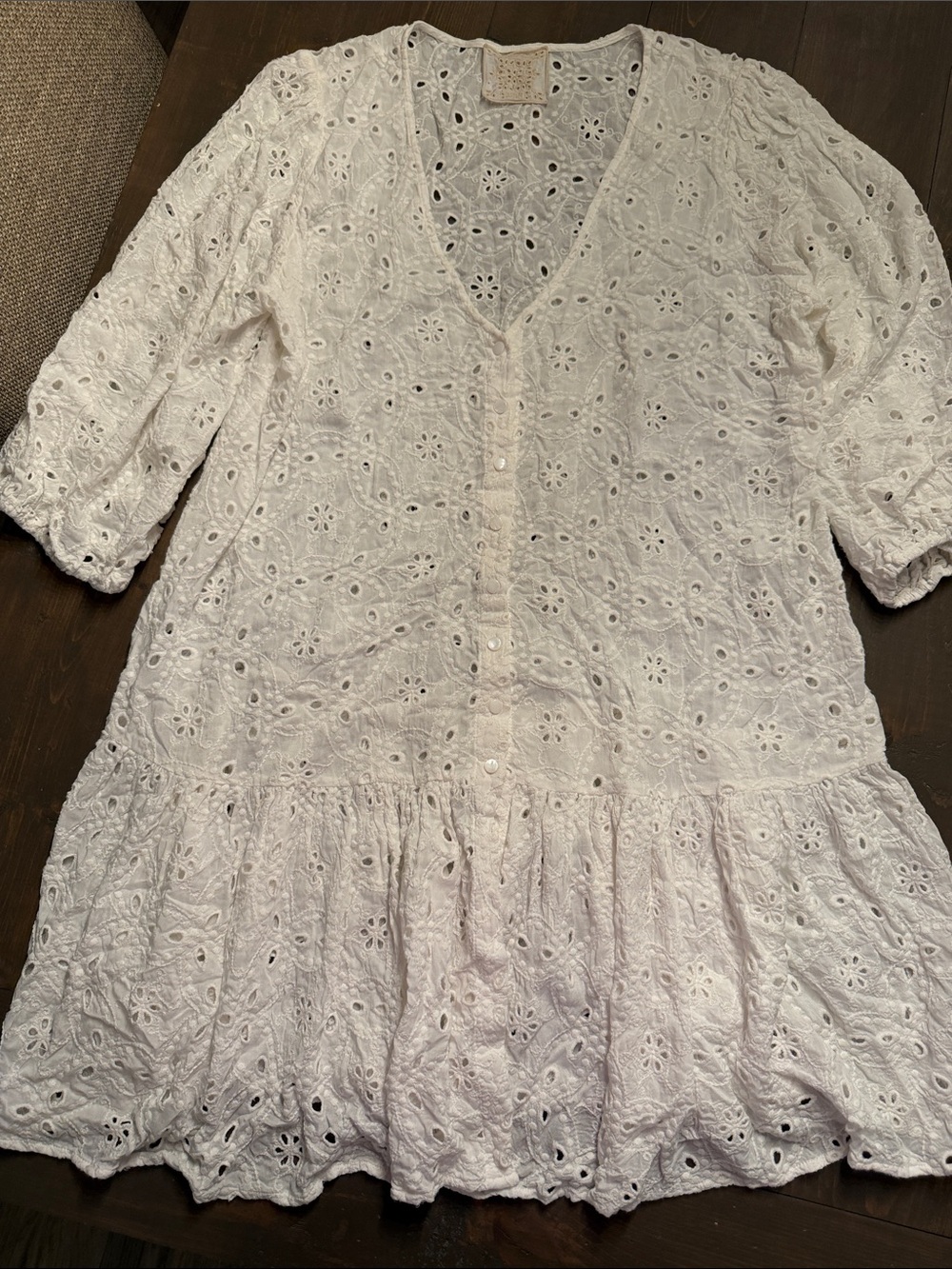 Johnny Was Maurice Dress Eyelet Embroidered White Size L - Picture 2 of 7